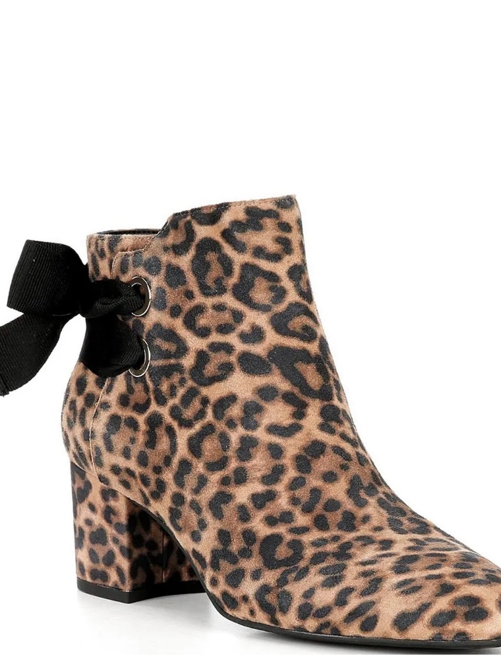Copper Key Leopard Print Ankle Bootie with Black Bow